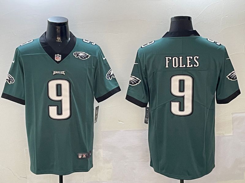 Men Philadelphia Eagles #9 Foles Green Second generation 2024 Nike Limited NFL Jersey style 3